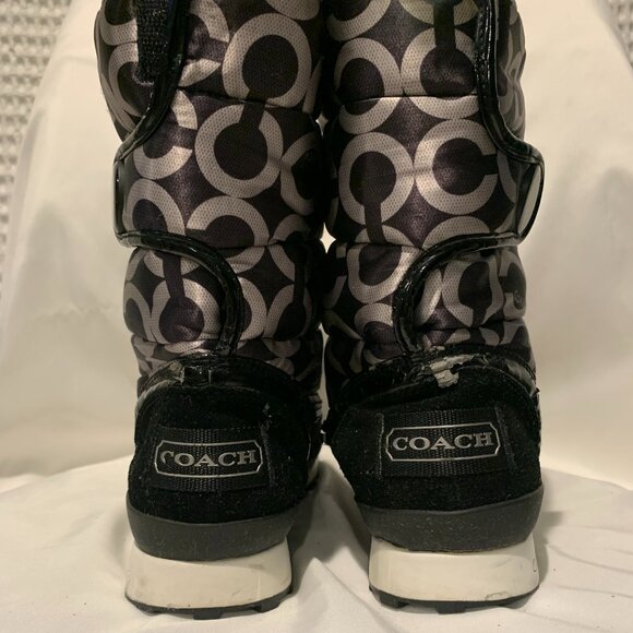 Coach Black & Gray Suede & Fabric High Top Snow Boots - Picture 8 of 14